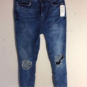 Free People Womens Dark Blue Skinny Jeans